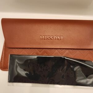 Missoni eyewear case glasses sunglasses brown leather NEW